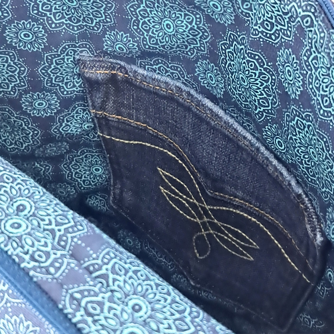 Mochila azul vaquera "Mandalas" - Imagen 6