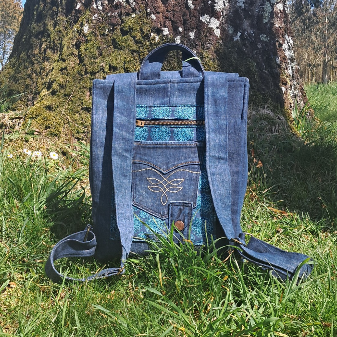 Mochila azul vaquera "Mandalas" - Imagen 9